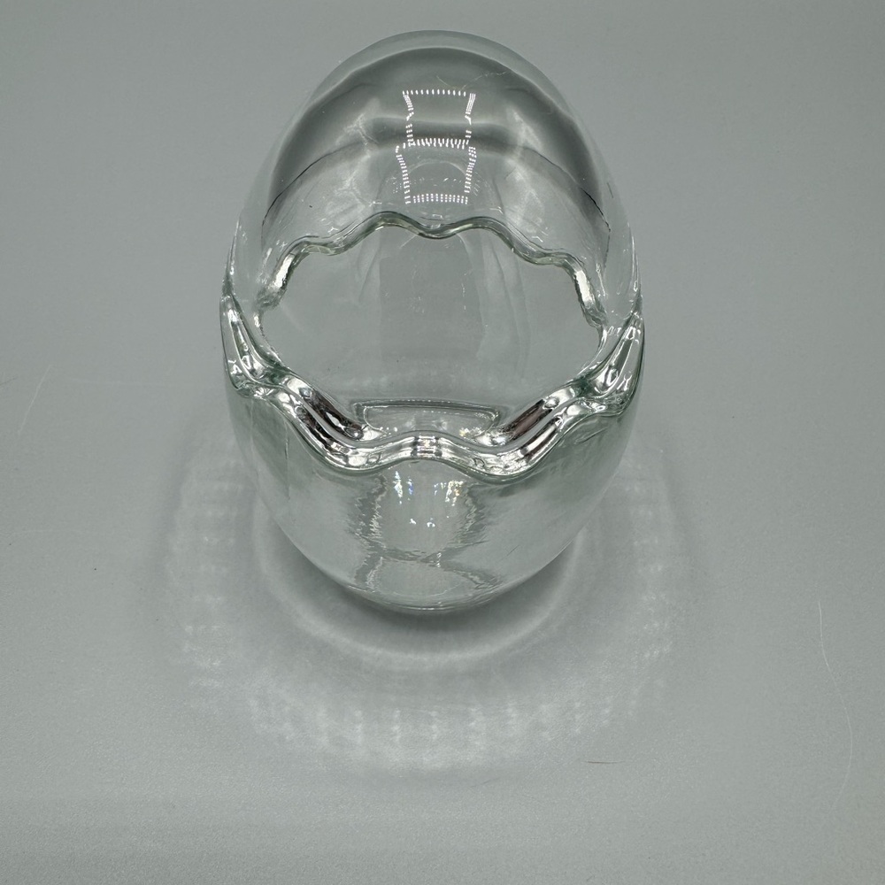 2oz Mini Crystal Egg Shaped Clear Glass Trinket Jar or Pudding Cup